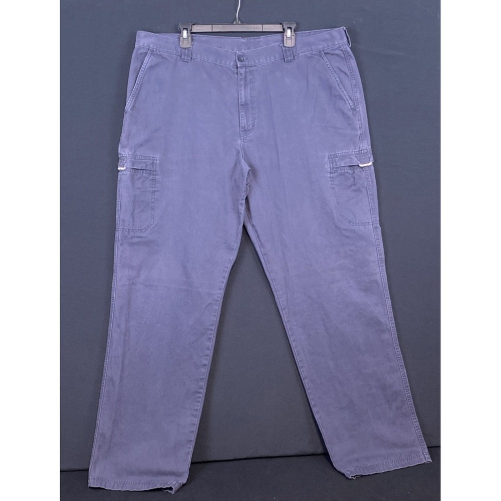 LL Bean Men's 42/36 Navy Blue Cargo Pants  100% Cotton Casual  OJAA6